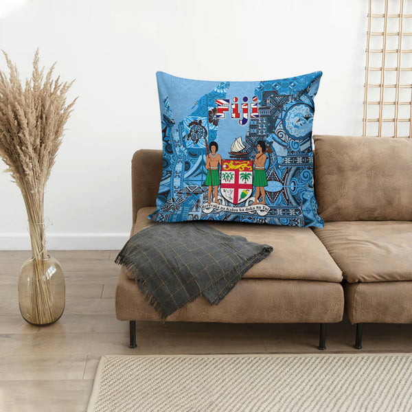 Fiji Flag & Coat Of Arms Pillow Cover