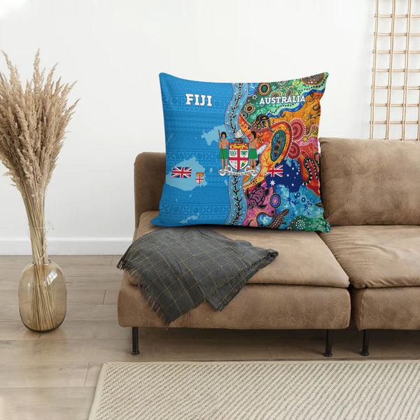 Fiji Tapa & Australia Aboriginal Pillow Cover