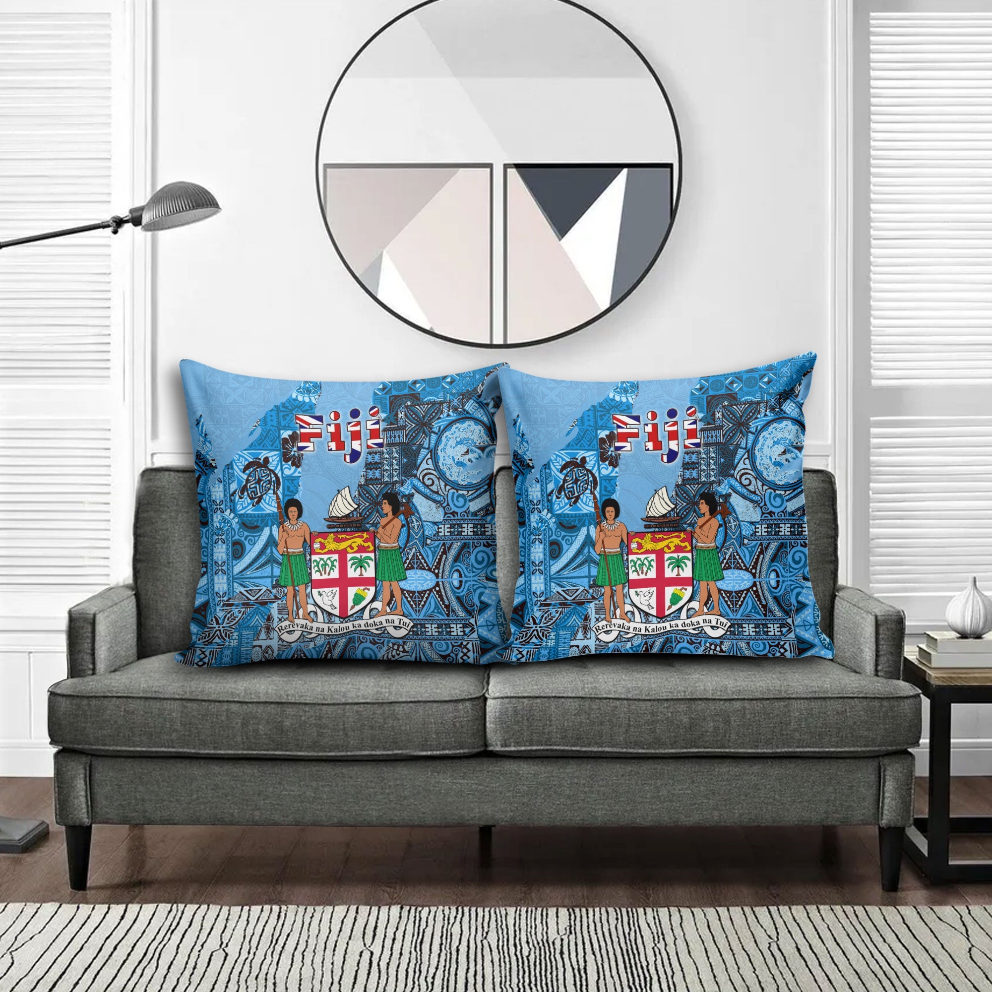 Fiji Flag & Coat Of Arms Pillow Cover