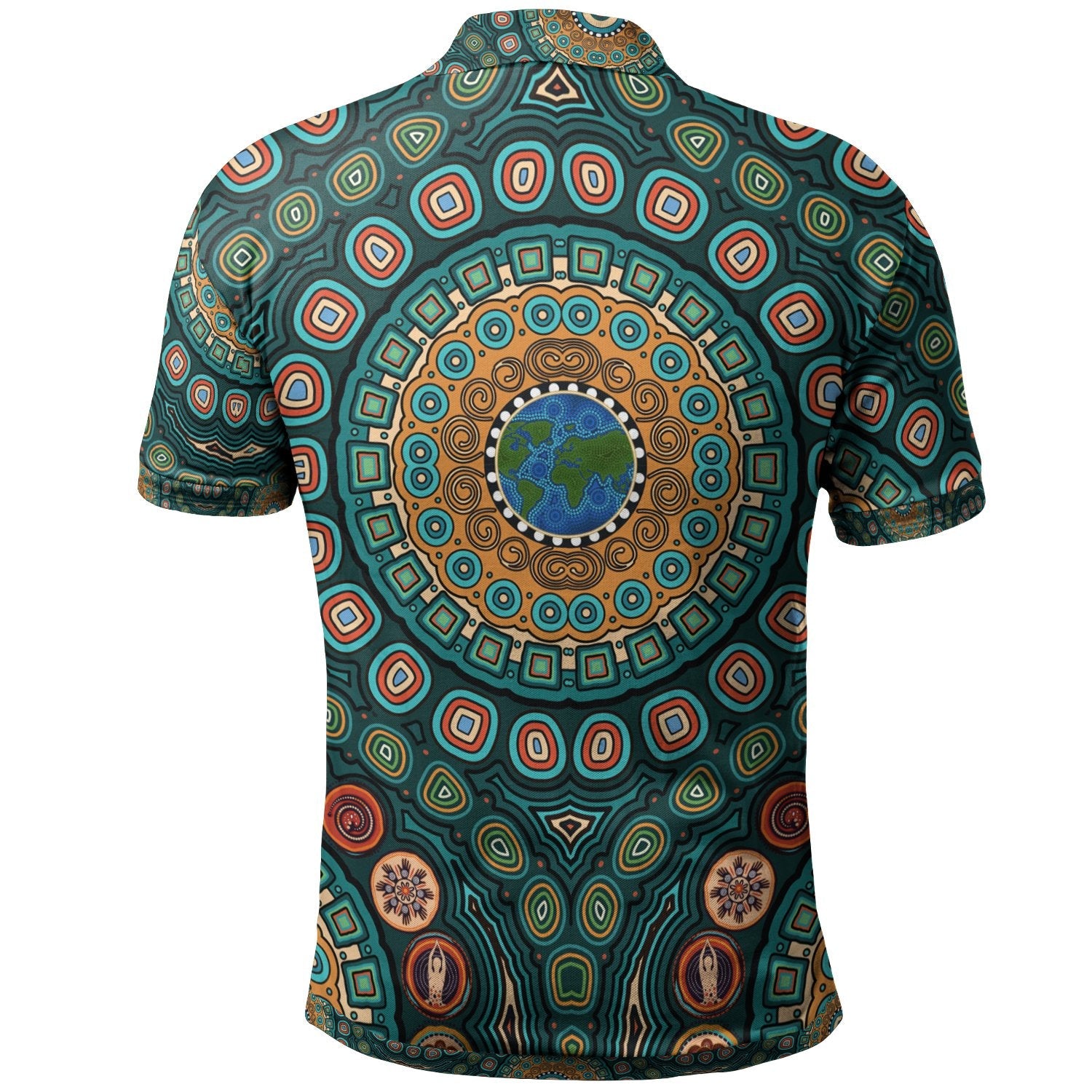 Aboriginal Polo - Aboriginal Green Dot Painting With Earth Polo Shirt