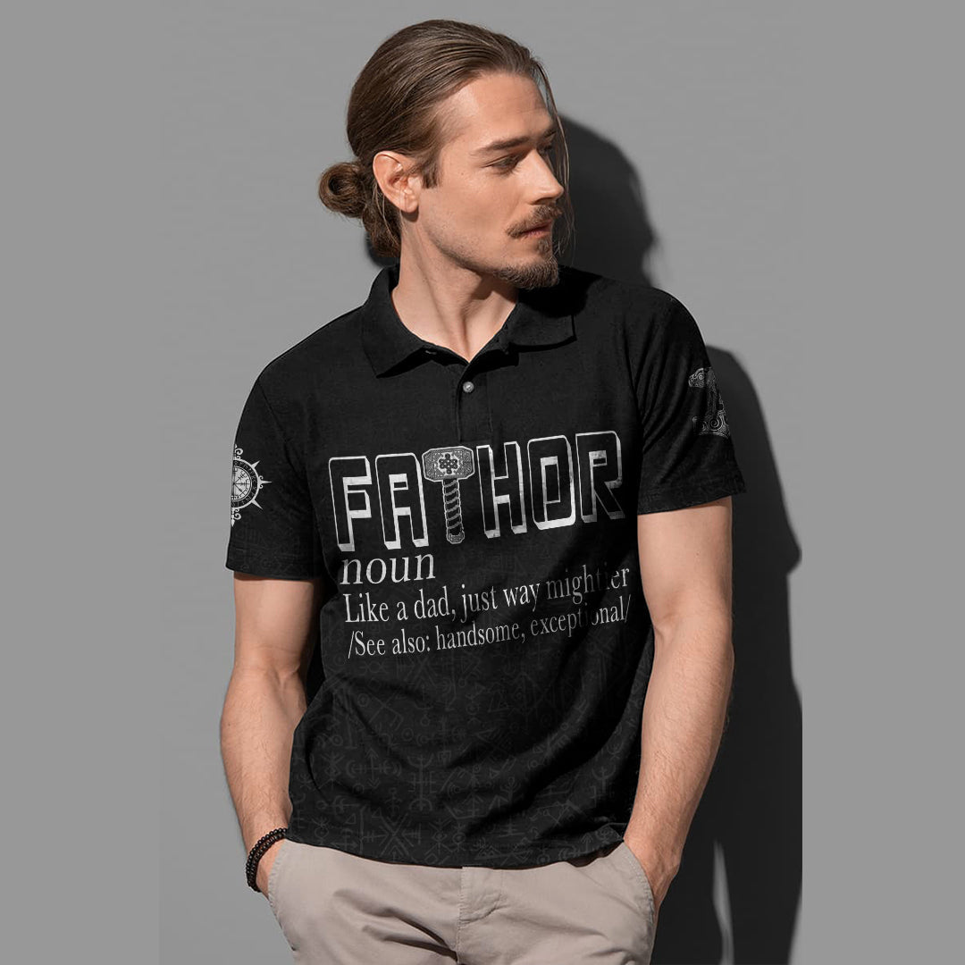 Custom Viking Polo Shirt Fathor with Mjolnir