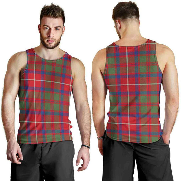 Shaw Red Modern Tartan Plaid Men Tank Top