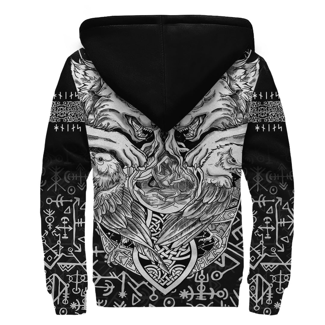Viking Sherpa Hoodie Wolf And Raven Special