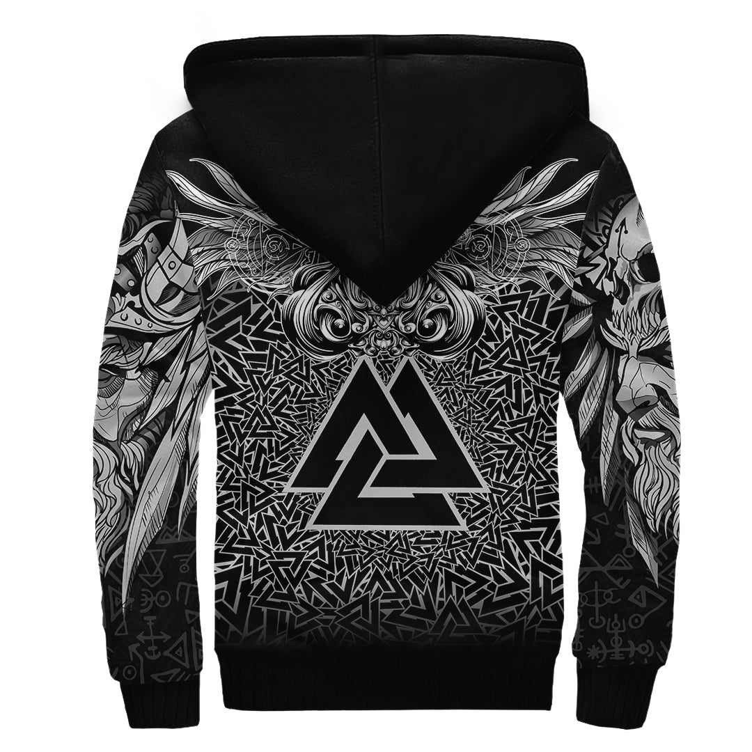 Viking Sherpa Hoodie Valkyrie Valknut Pattern