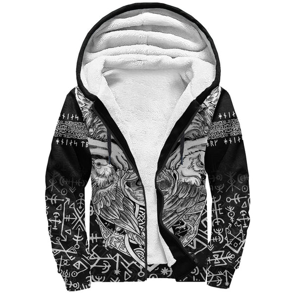 Viking Sherpa Hoodie Wolf And Raven Special