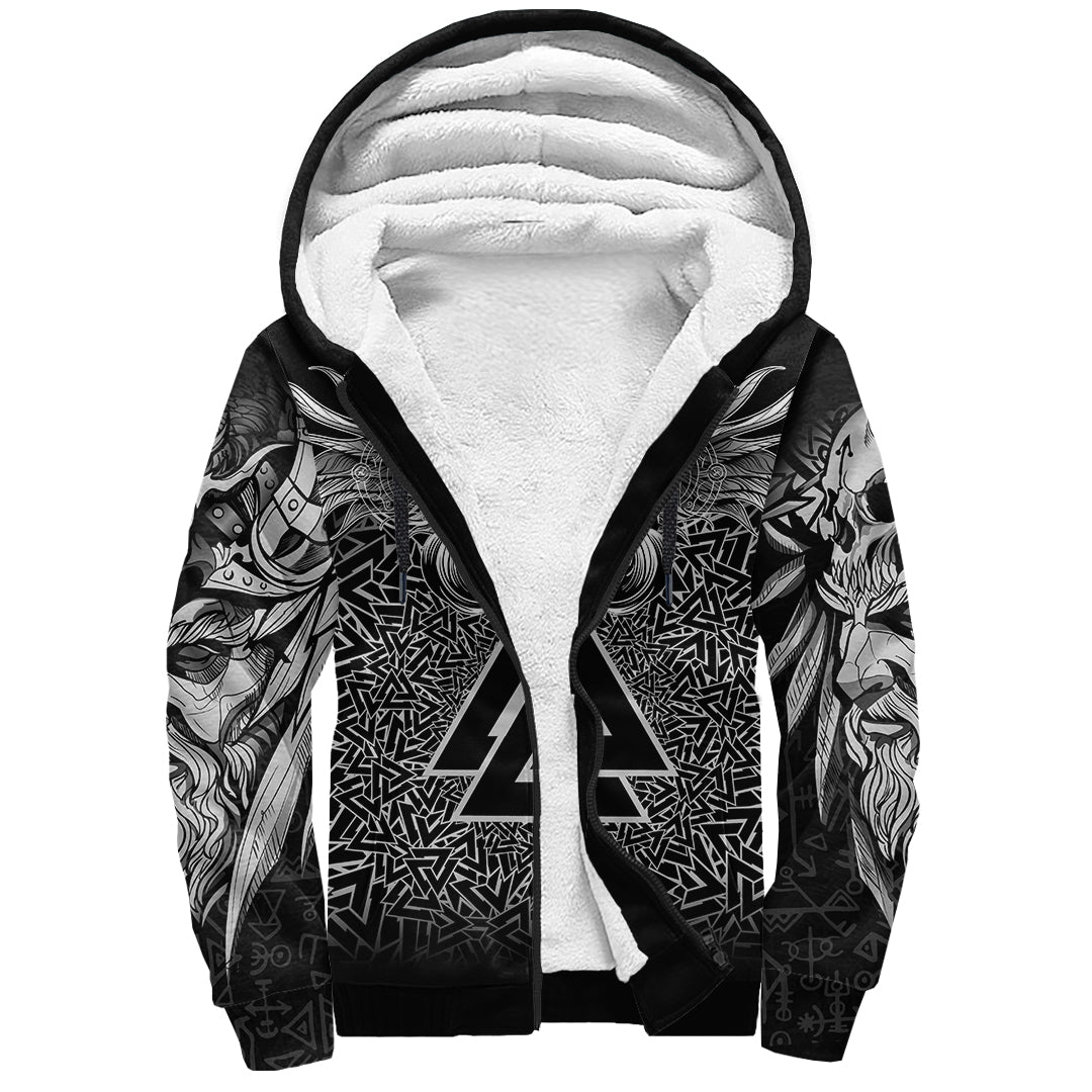 Viking Sherpa Hoodie Valkyrie Valknut Pattern