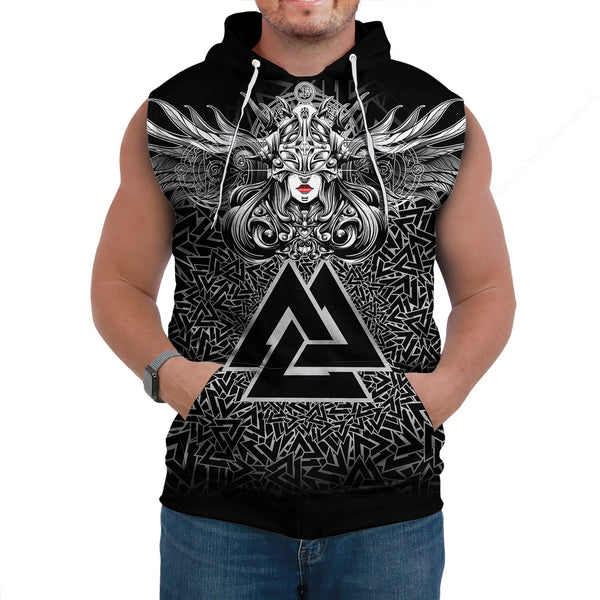 Viking Sleeveless Hoodie Valkyrie Valknut Pattern