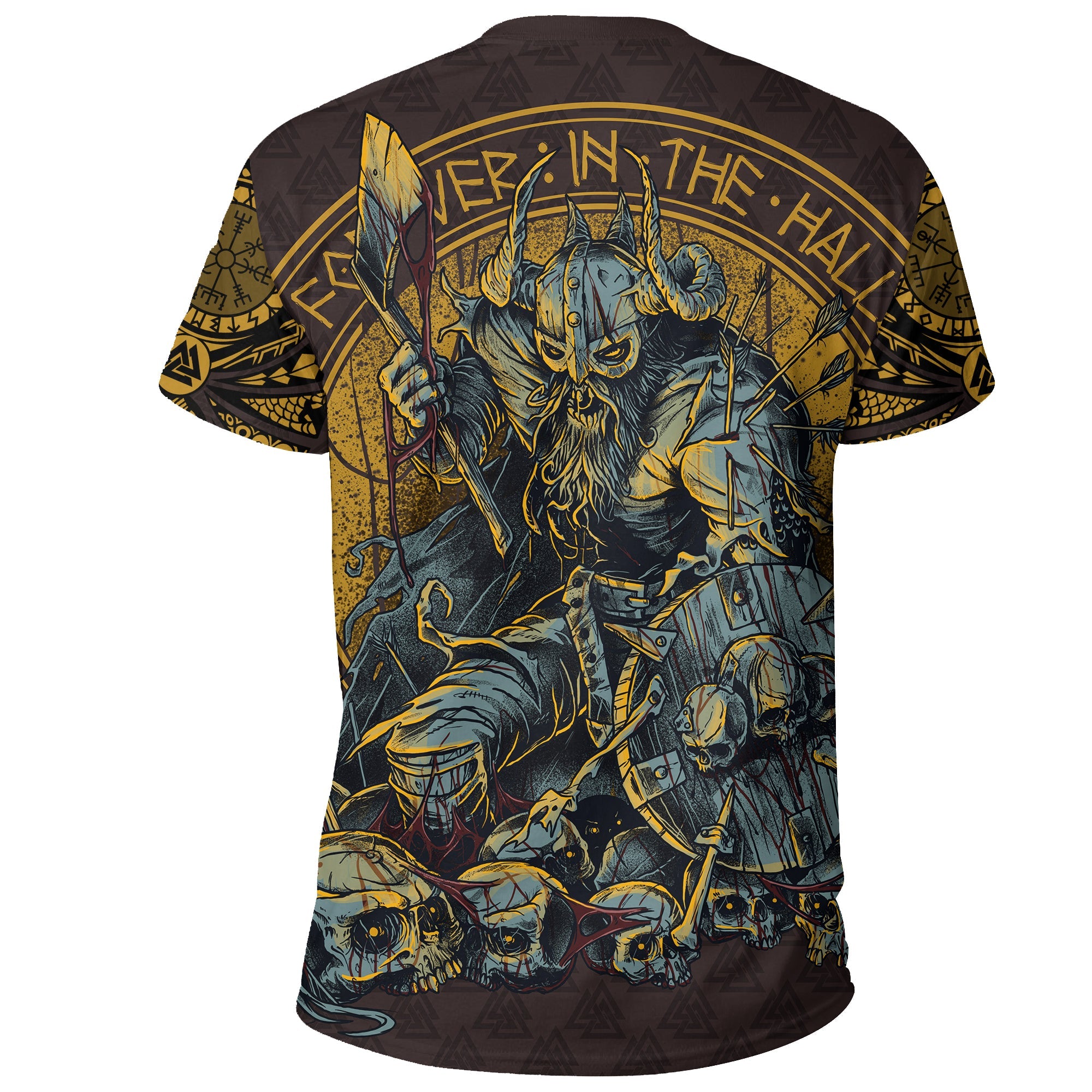 Viking T-Shirt Warrior Viking Shield Skull