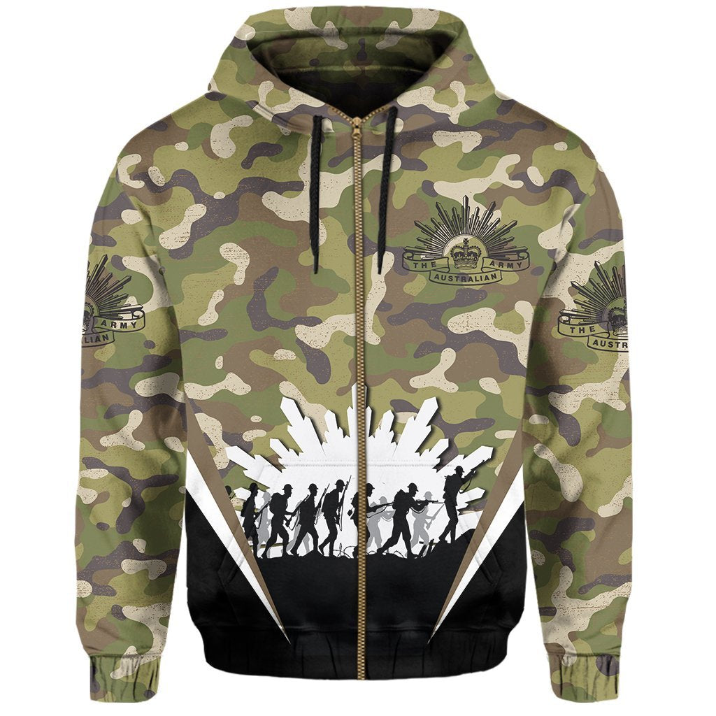 Zipper Hoodie Anzac Day 2022, Lest We Forget Army Style