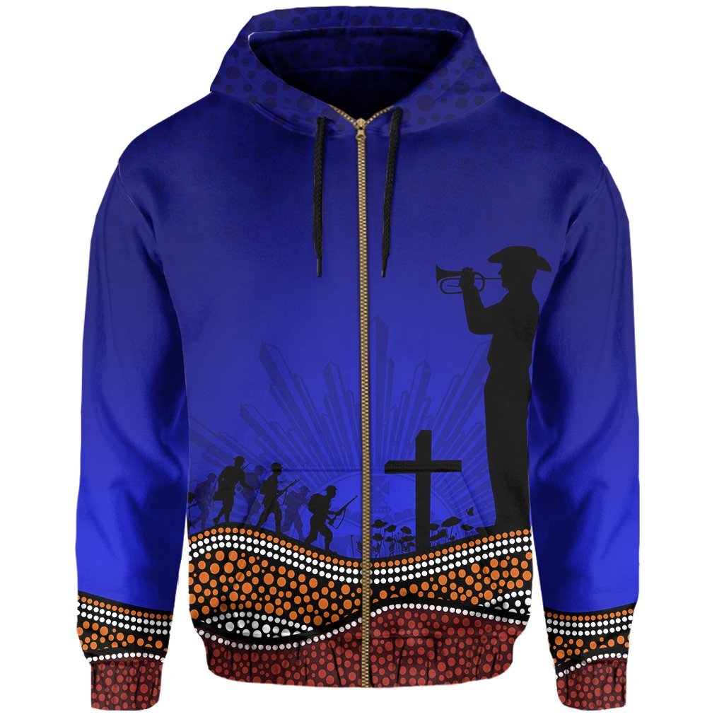 Zipper Hoodie Anzac Day Our Heroes - Nhi Style Blue