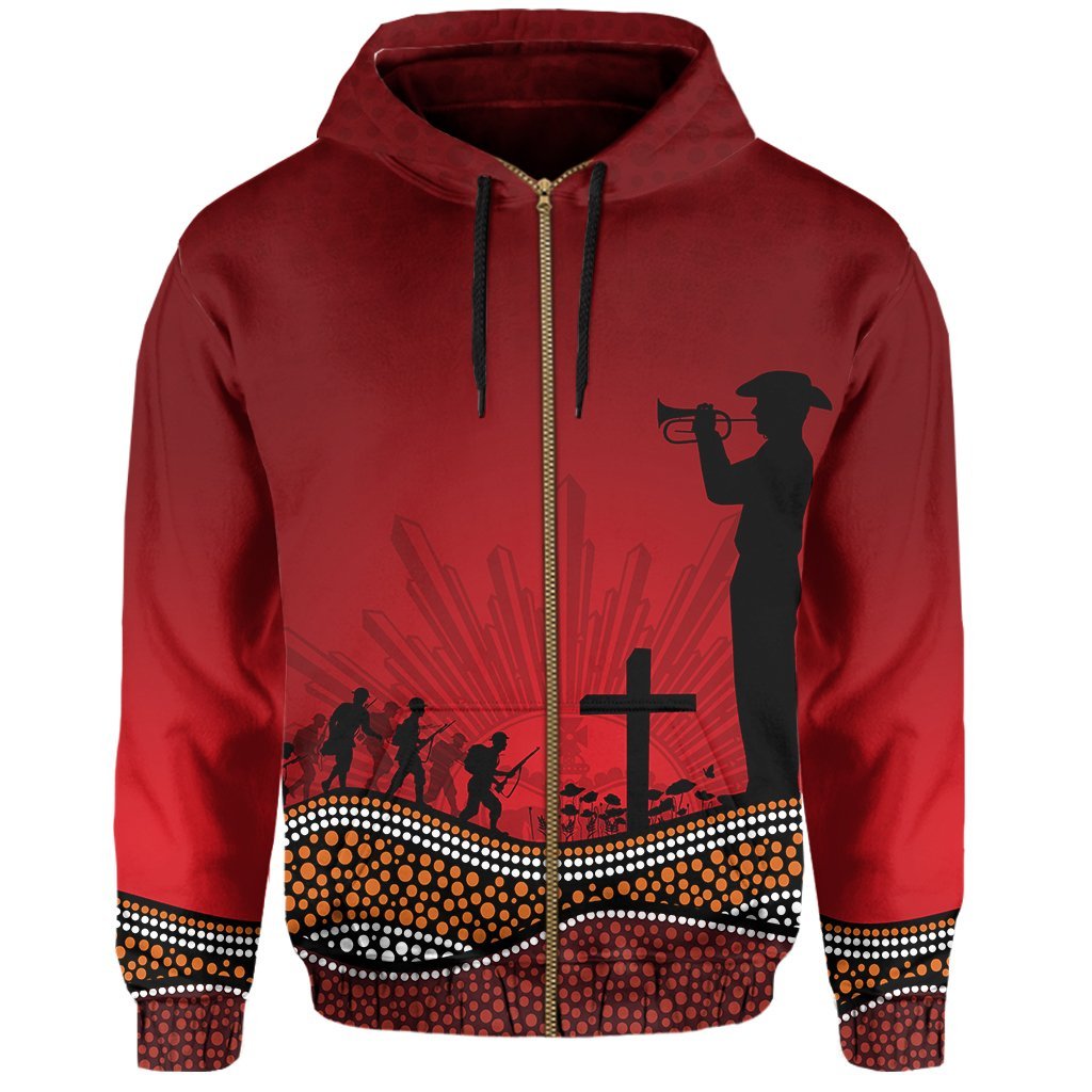 Zipper Hoodie Anzac Day Our Heroes - Nhi Style Red