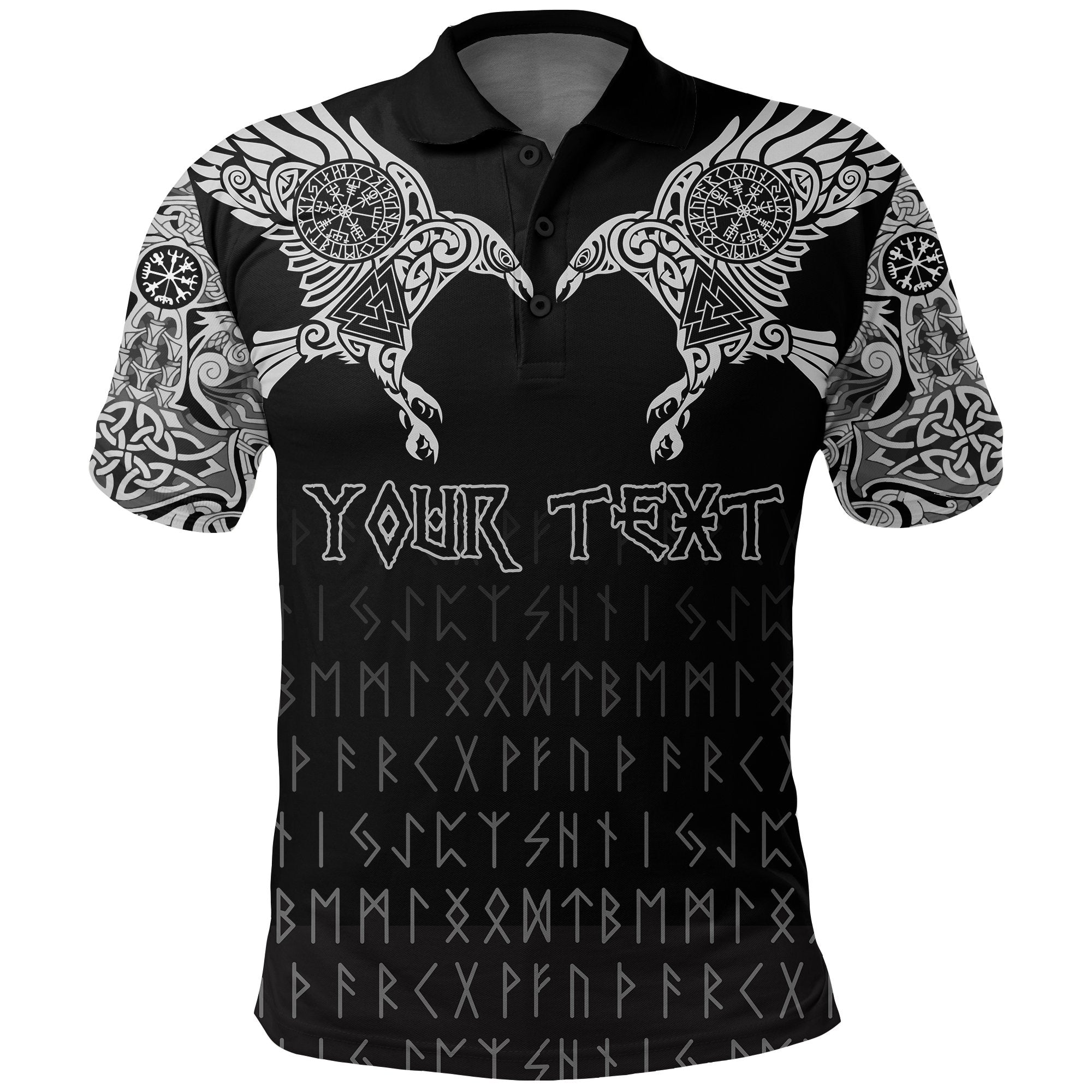 Viking Polo Shirt Custom Personalised The Raven of Odin Tattoo