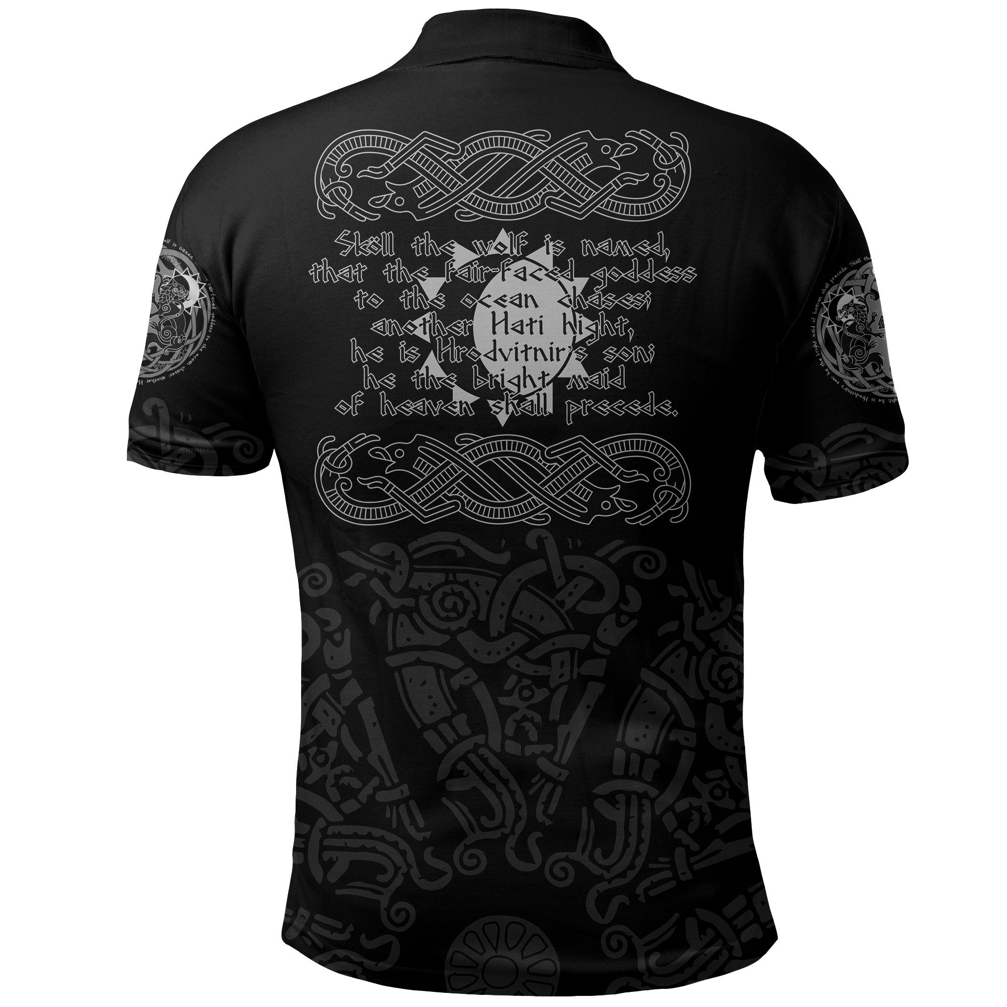 Viking Polo Shirt The Wolves Skoll and Hati