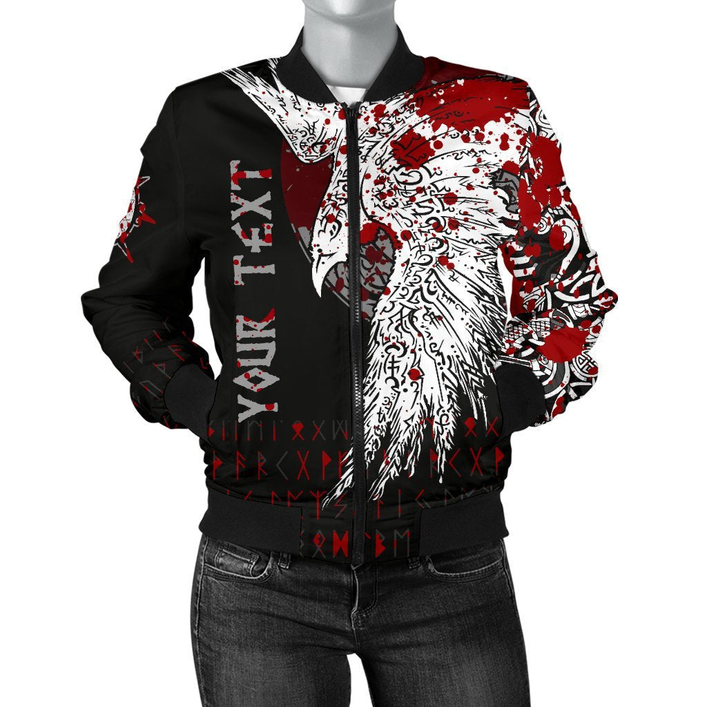 Custom Viking Bomber Jacket Mystical Raven Tattoo Blood Style Ver01