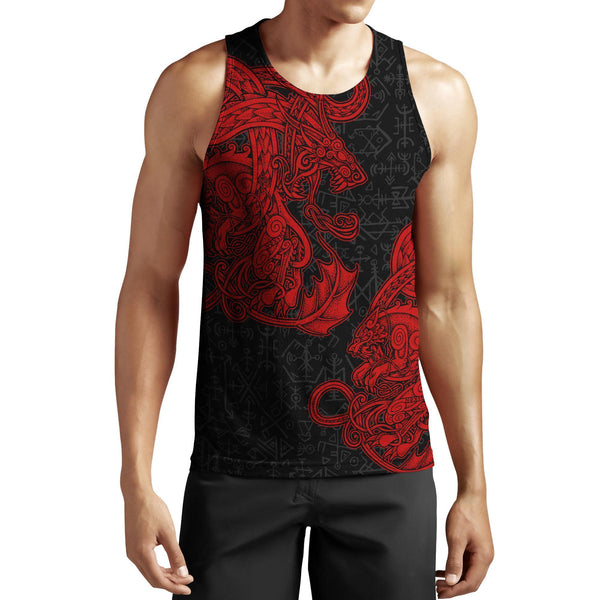 Viking Men's Tank Top Jormungandr and Fenrir Vikings 3D