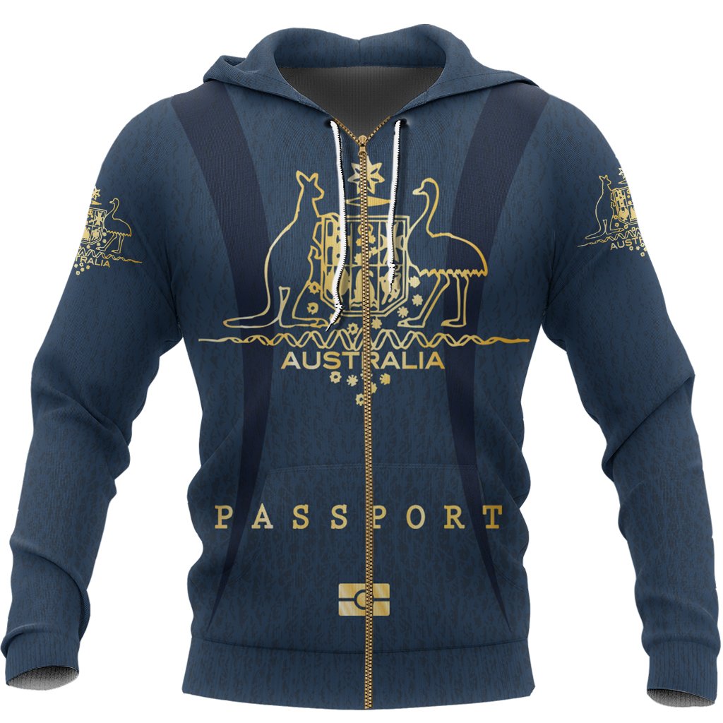 Zip Hoodie - Australian Coat Of Arms Hoodie Passport Style