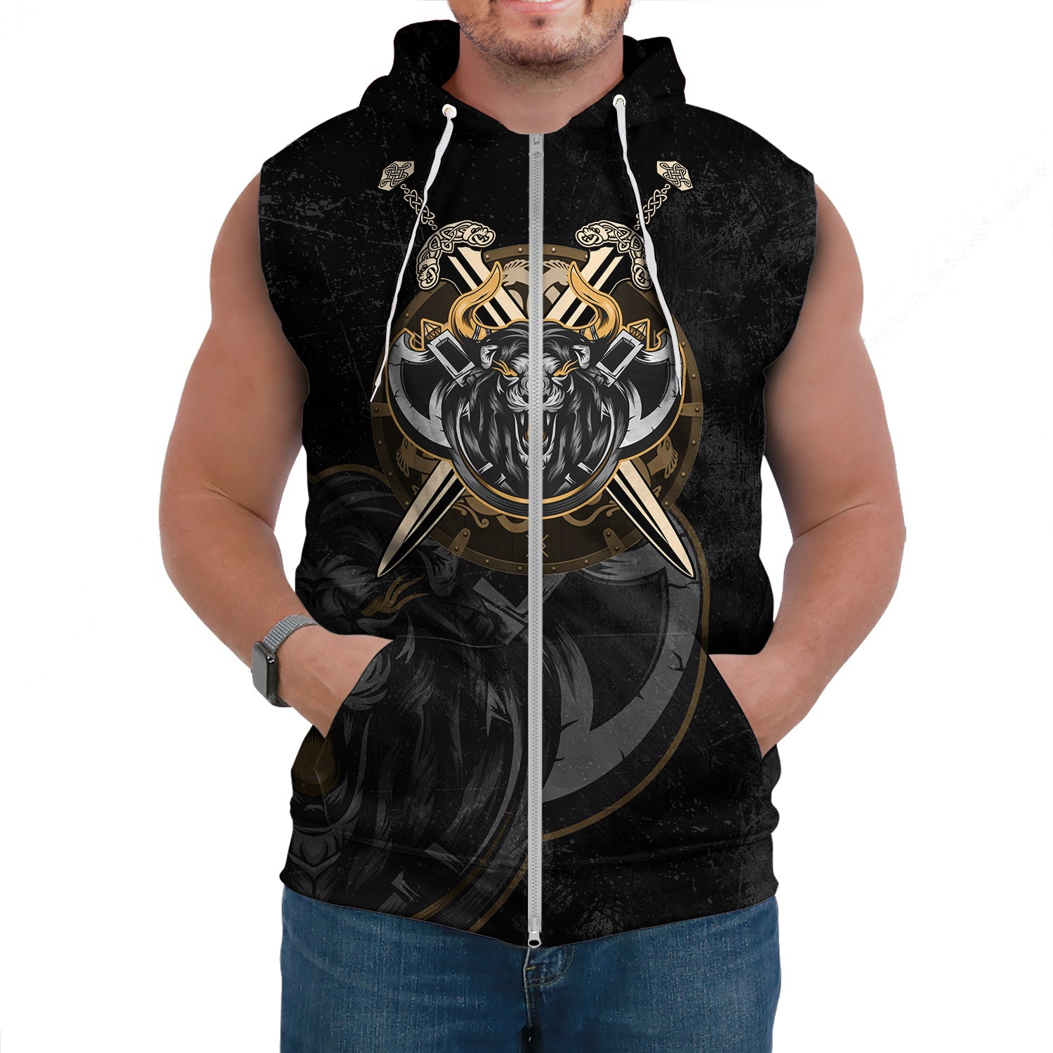 Viking Sleeveless Hoodies Viking Lion