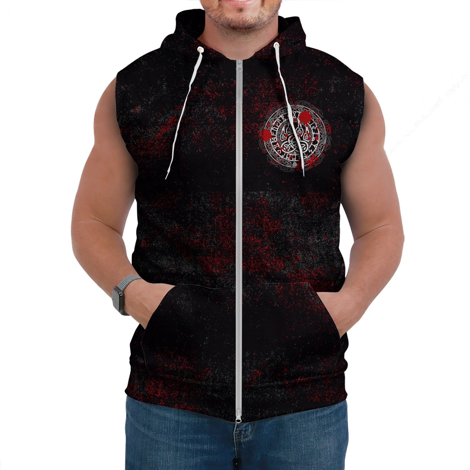 Viking Sleeveless Hoodie Viking Bear Claws Blood Tattoo