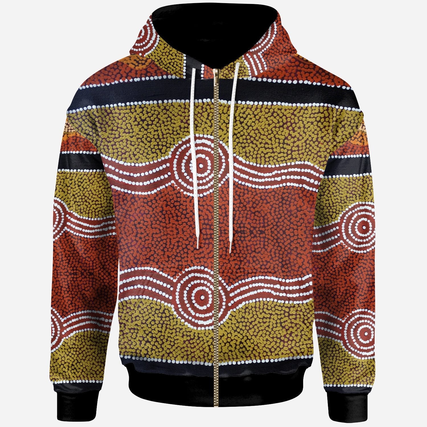 Zip Hoodie - Aboriginal Dot Style