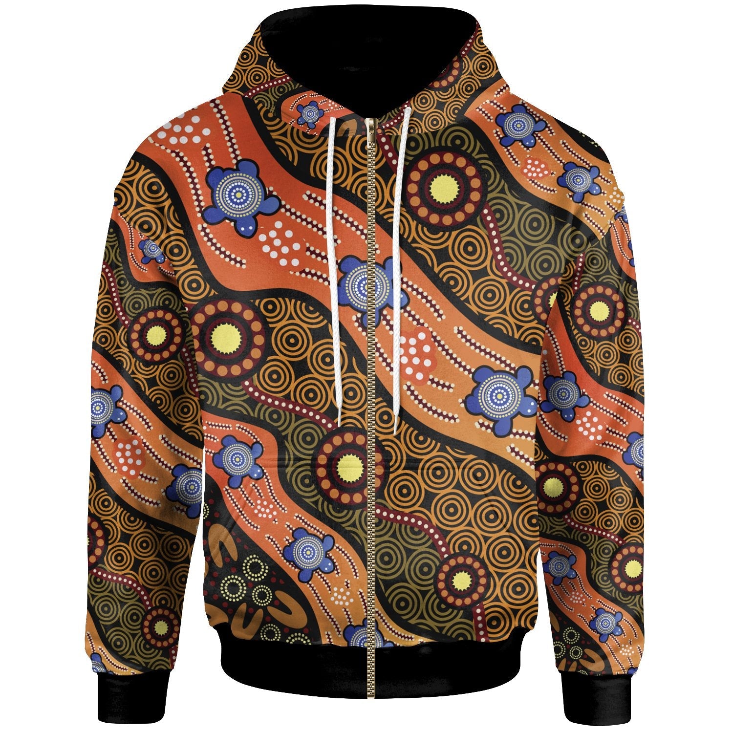 Zip Hoodie - Aboriginal Dot Unique Style Turtle